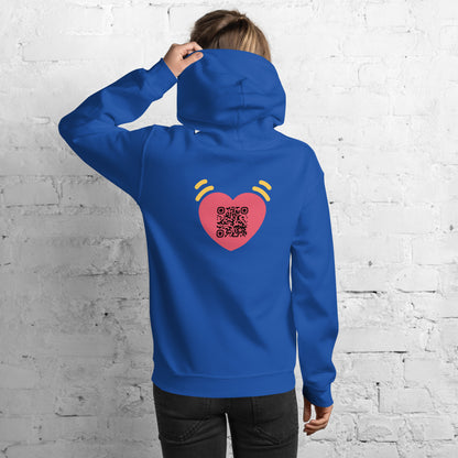 Pink Heart Emoji Personalized QR Code Unisex Hoodie-Royal Blue-QR GEAR STORE