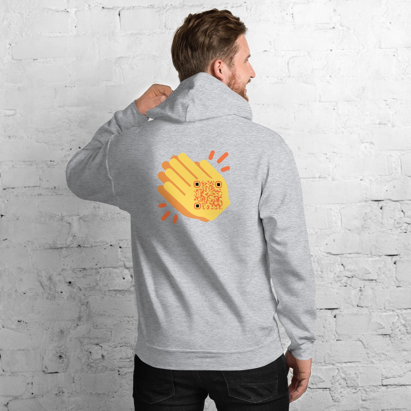 Wave Emoji Personalized QR Code Unisex Hoodie-QR GEAR STORE