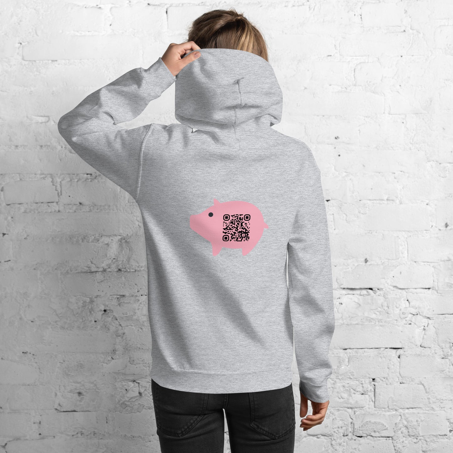 Cute Pig Emoji Personalized QR Code Unisex Hoodie