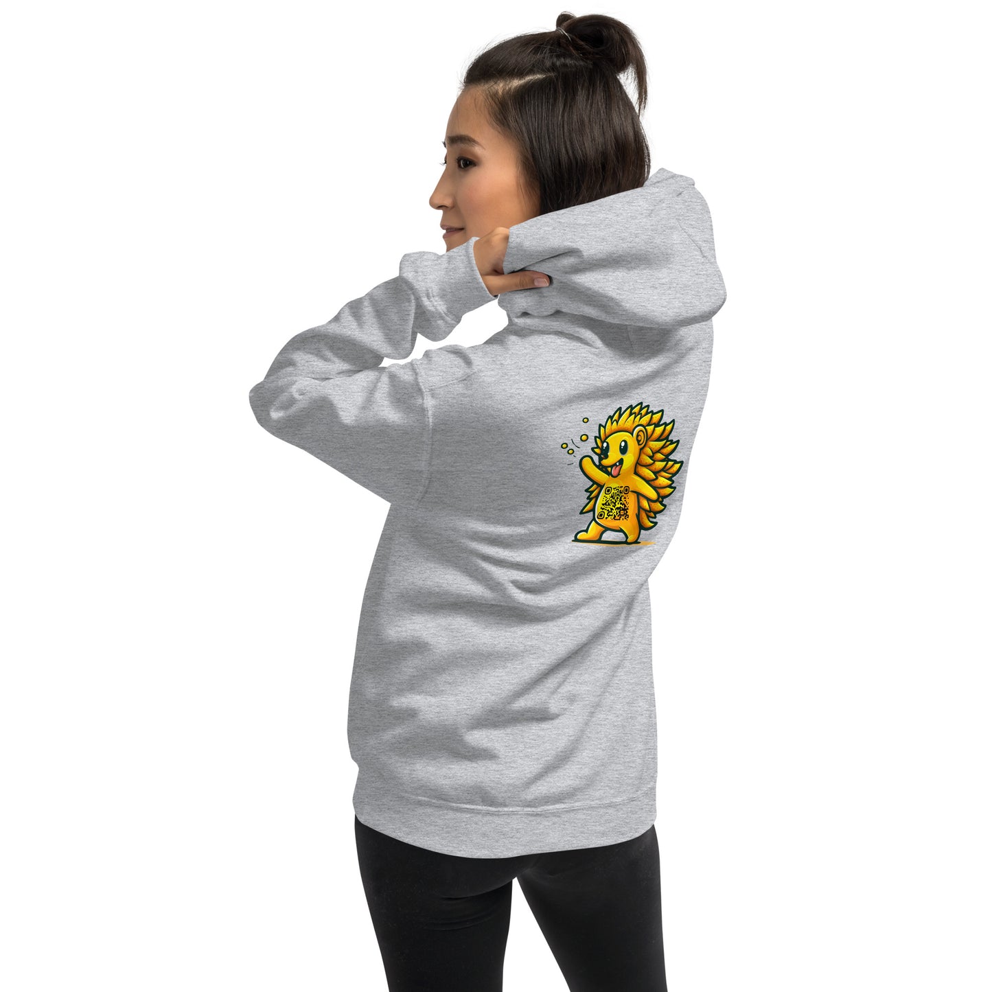 Hedgehog Emoji Personalized QR Code Unisex Hoodie