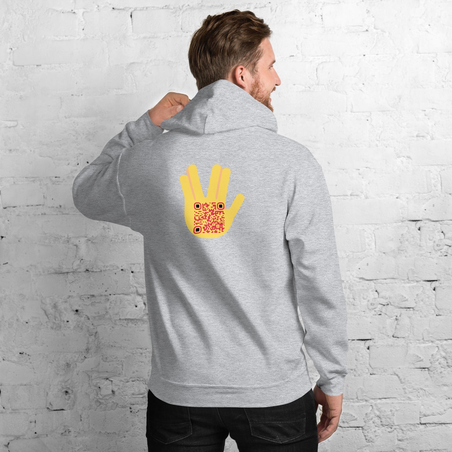 Vulcan Wave Emoji Personalized QR Code Unisex Hoodie