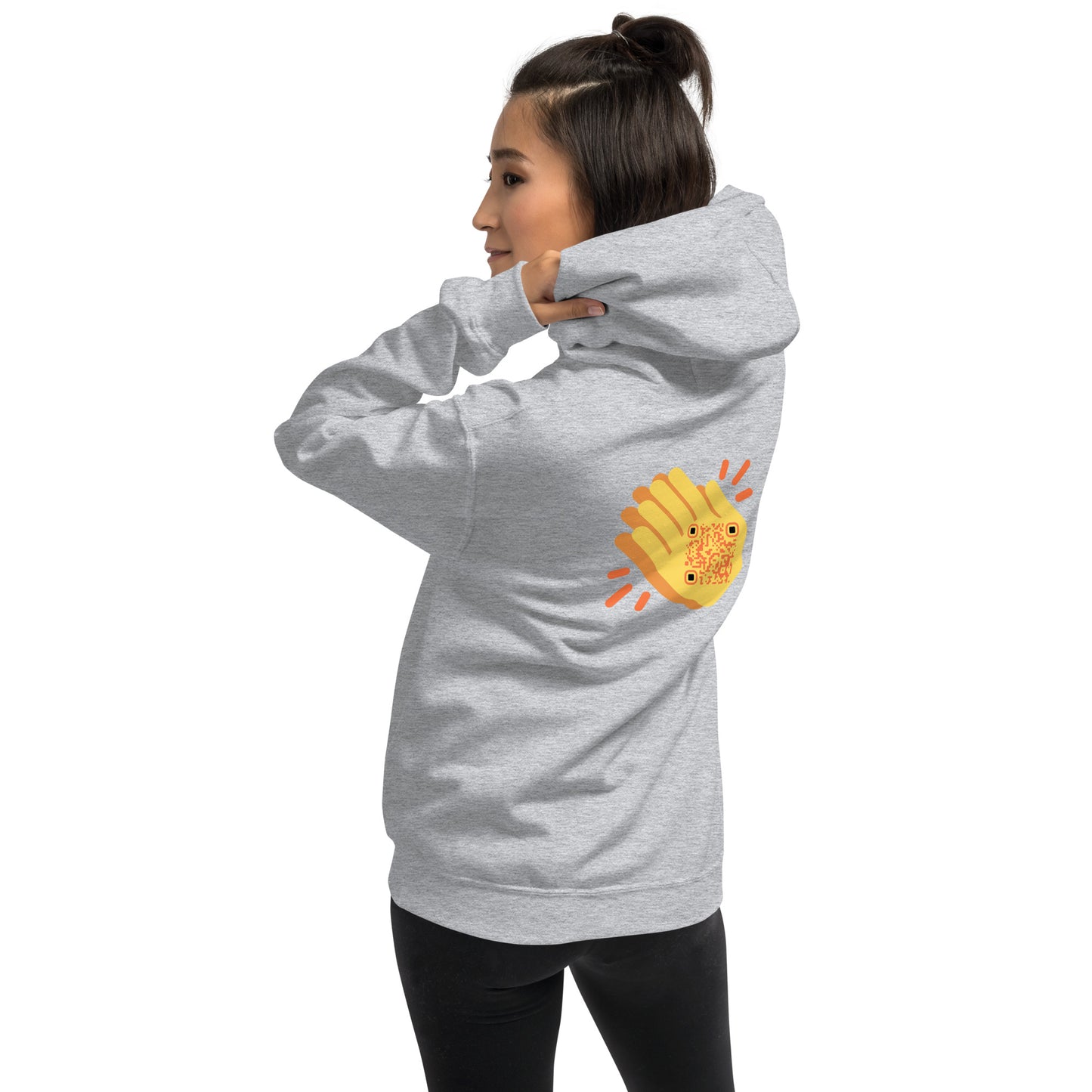 Wave Emoji Personalized QR Code Unisex Hoodie-Light Grey-QR GEAR STORE