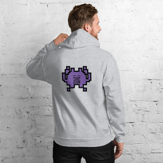 Alien Emoji Personalized QR Code Unisex Hoodie-Light Grey-QR GEAR STORE