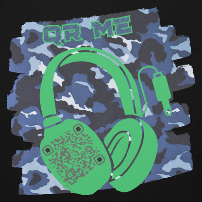 Personalized QR Code Blue Camo Hoodie – Blend In, Share Out