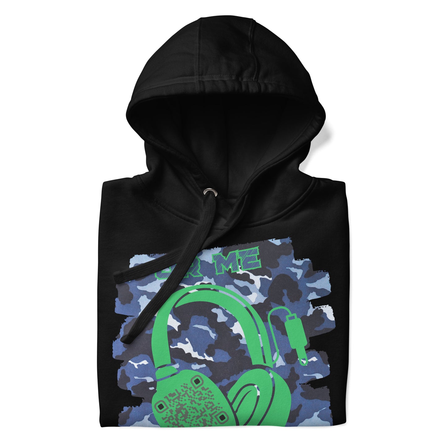 Personalized QR Code Blue Camo Hoodie – Blend In, Share Out