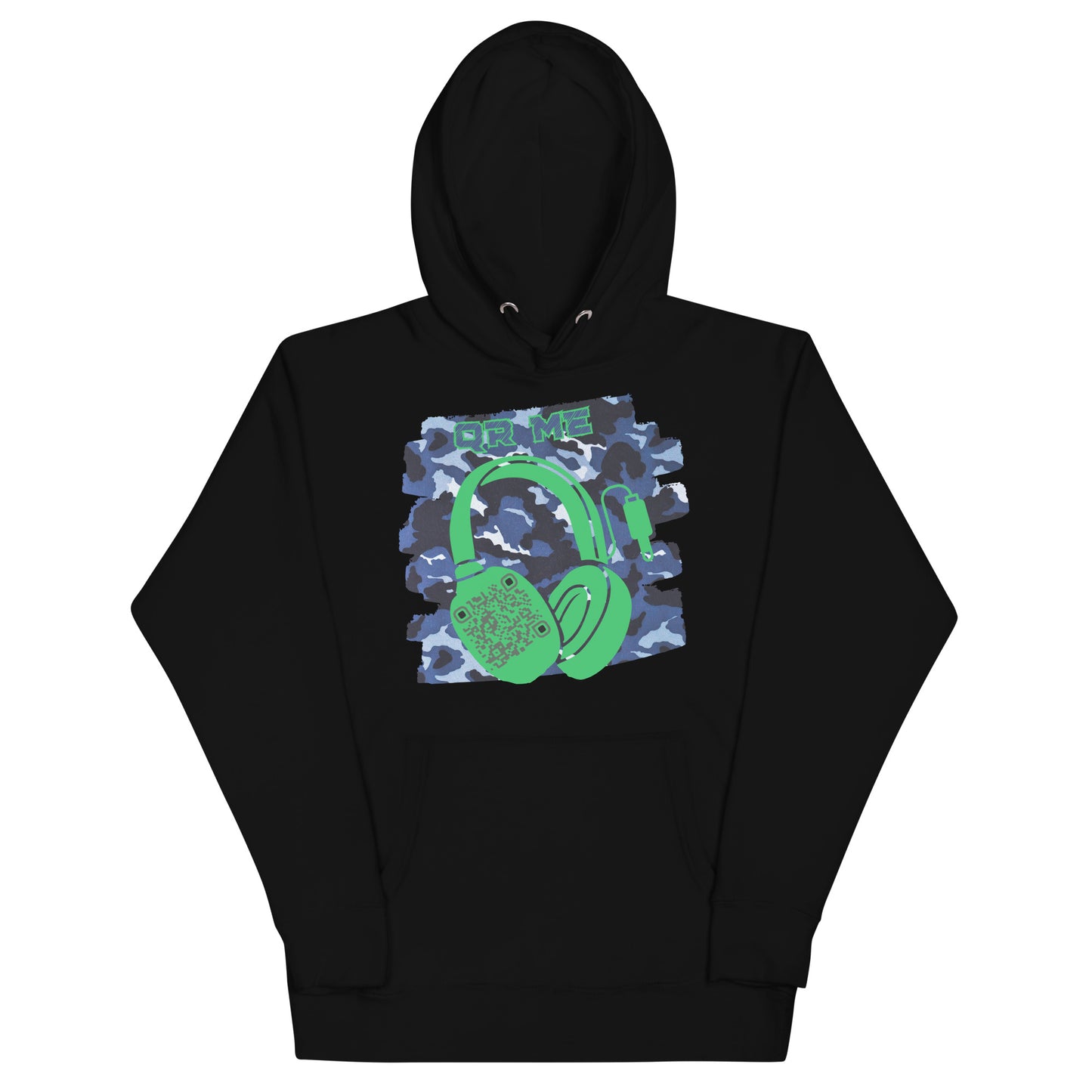 Personalized QR Code Blue Camo Hoodie – Blend In, Share Out