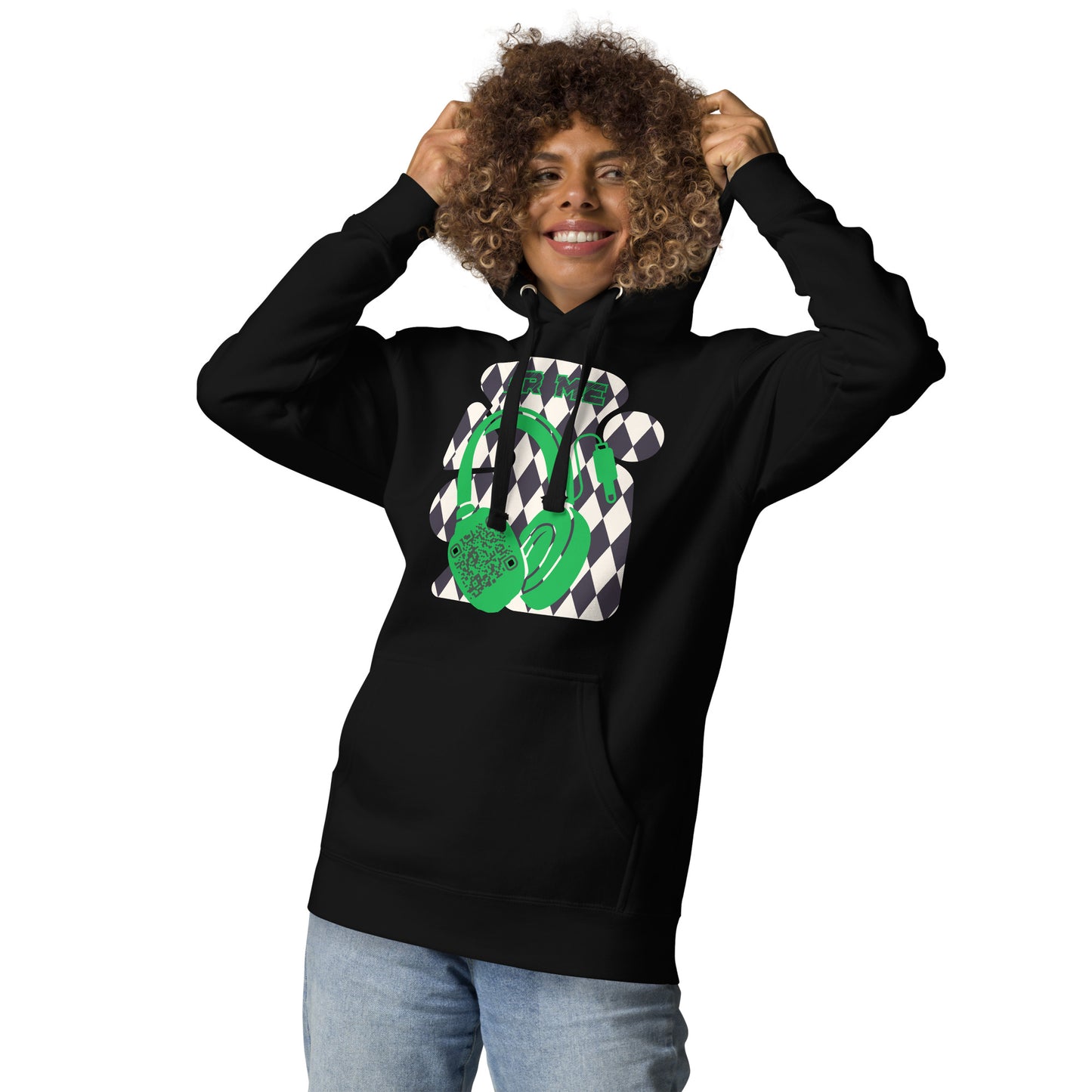 Personalized QR Code Harlequin Hoodie – Share Your Music