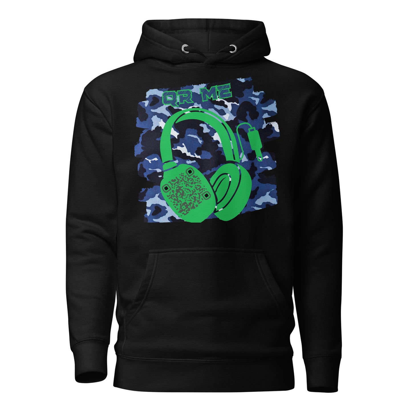 Personalized QR Code Blue Camo Hoodie – Blend In, Share Out