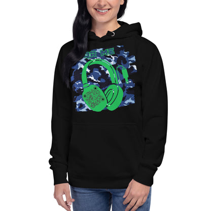 Personalized QR Code Blue Camo Hoodie – Blend In, Share Out