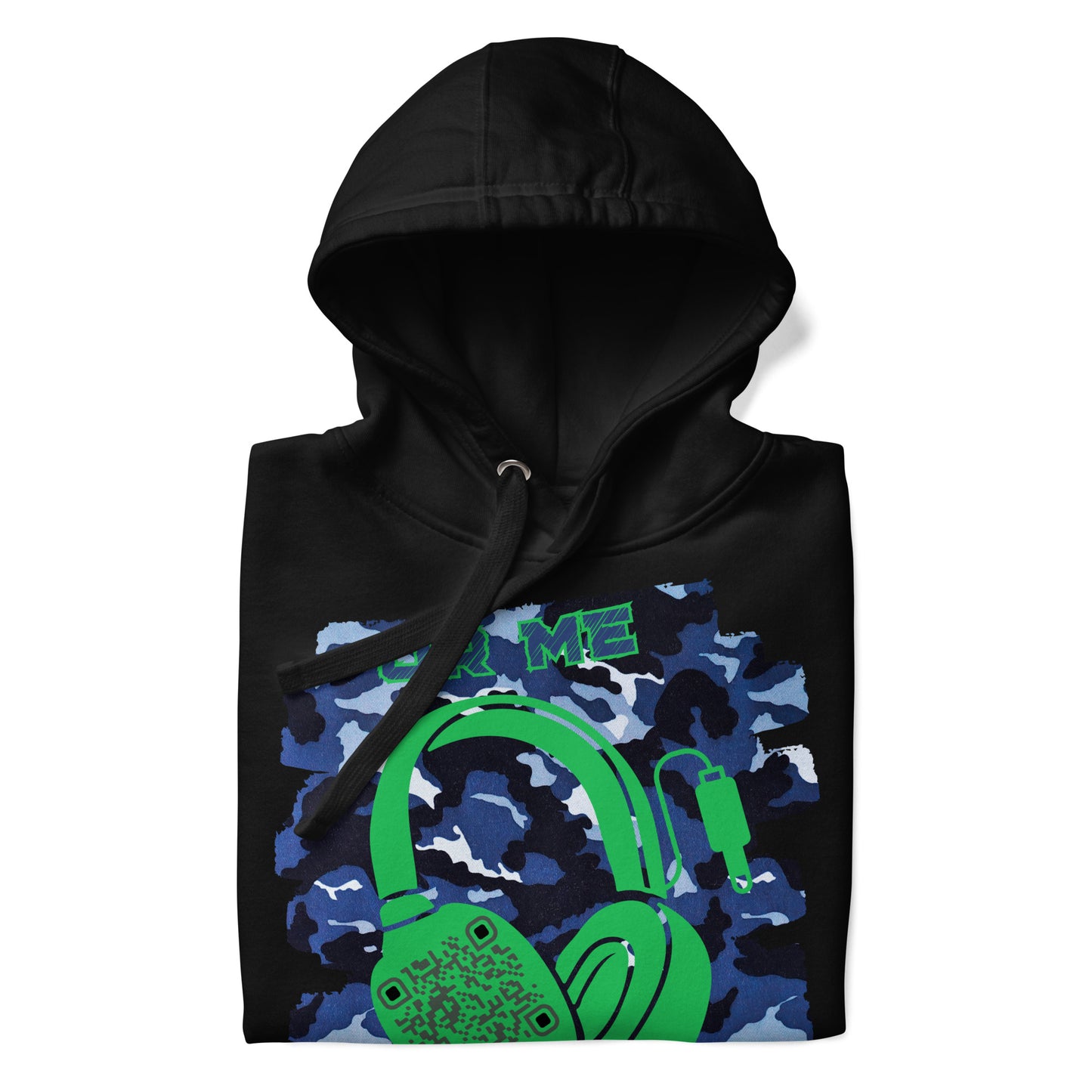 Personalized QR Code Blue Camo Hoodie – Blend In, Share Out