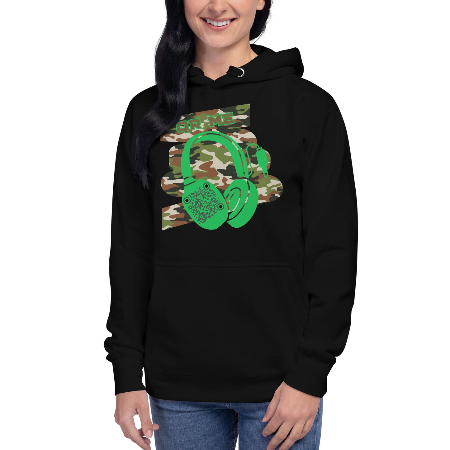 Personalized QR Code Green Camo Hoodie – Blend In, Stand Out