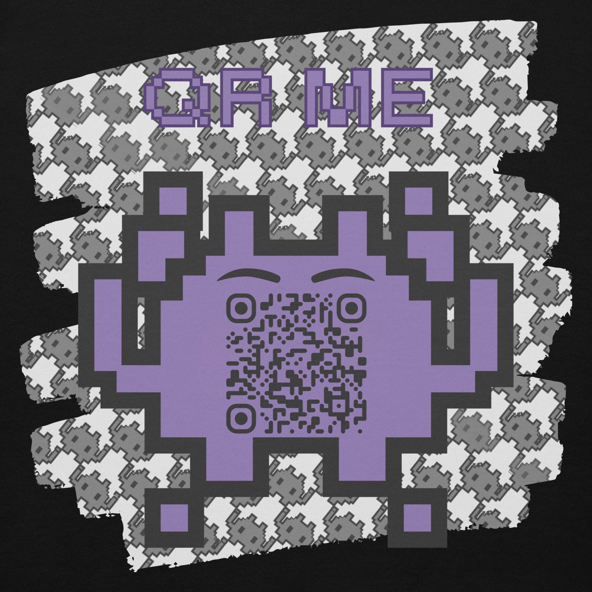 Monochrome Alien Emoji QR Code Hoodie – Share Your Stats