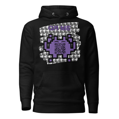 Monochrome Alien Emoji QR Code Hoodie – Share Your Stats