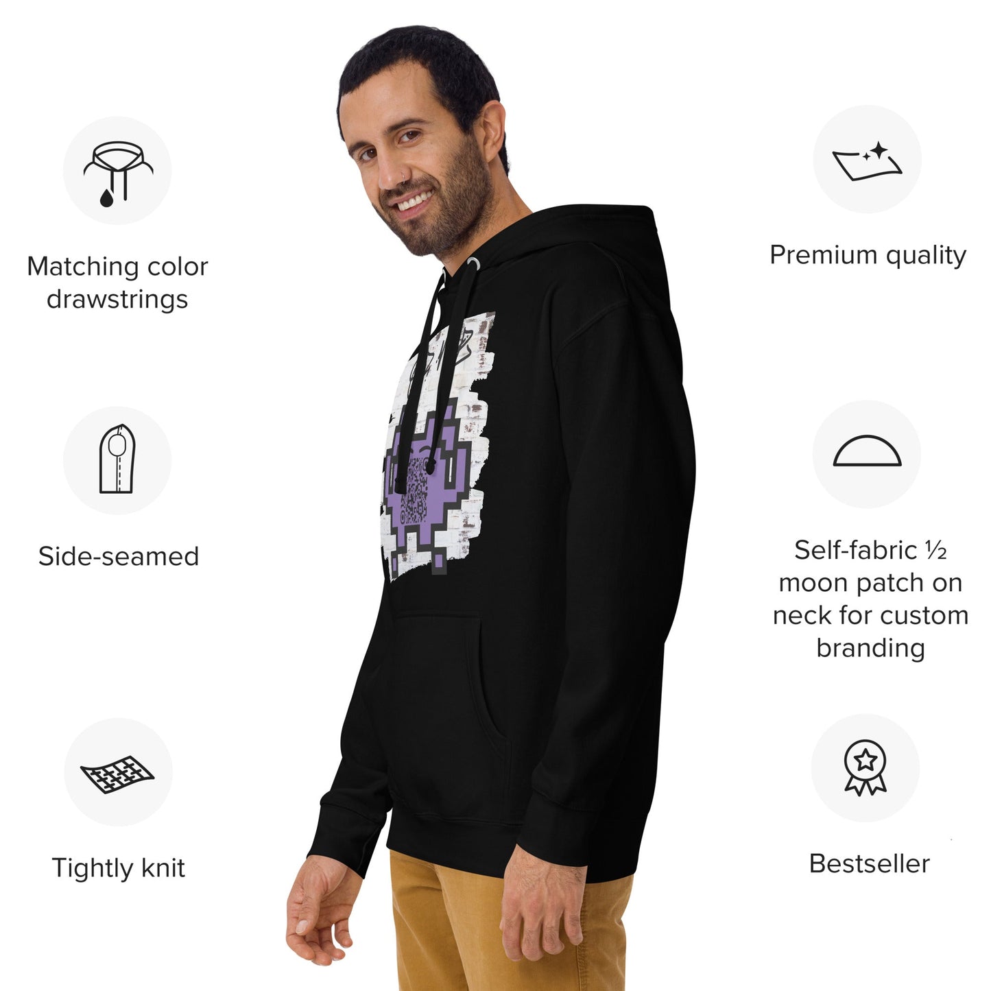 Graffiti Wall Alien Emoji QR Code Hoodie – Uniting Gamers