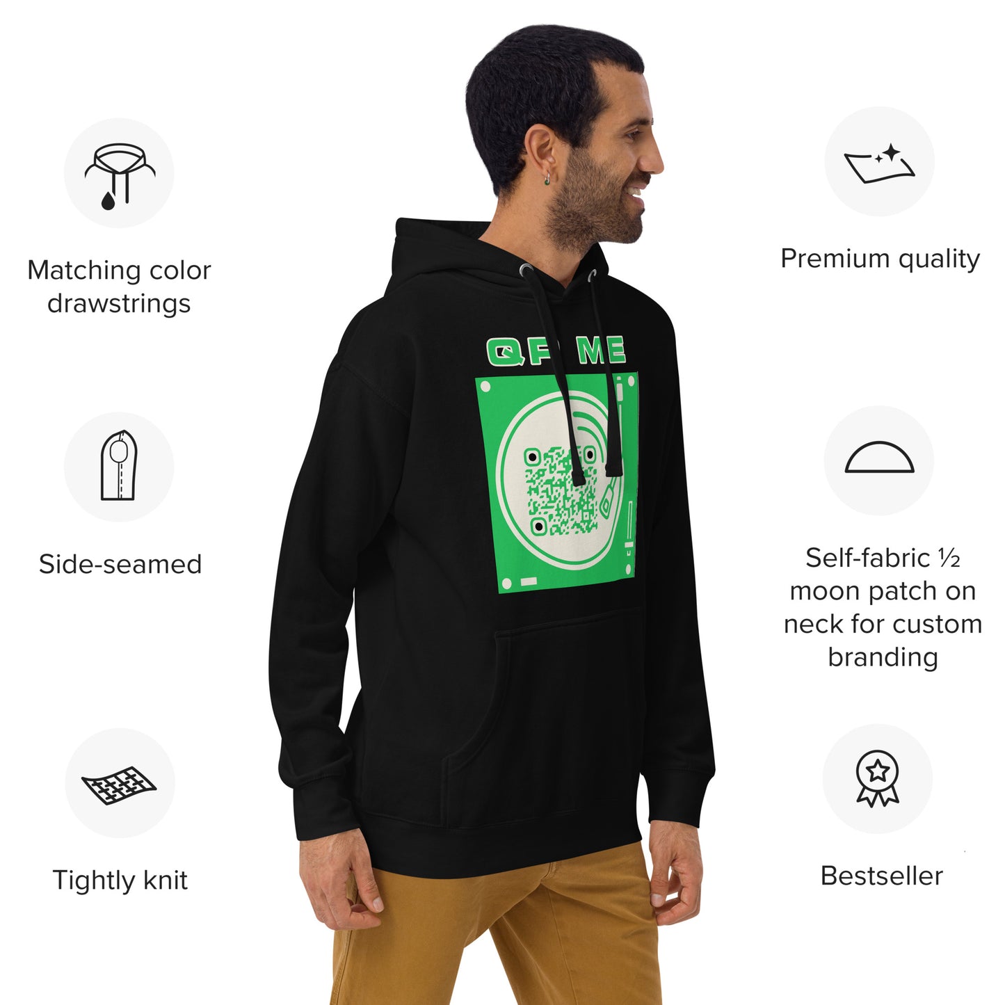 Music Lovers Personalized QR Code Unisex Luxury Hoodie