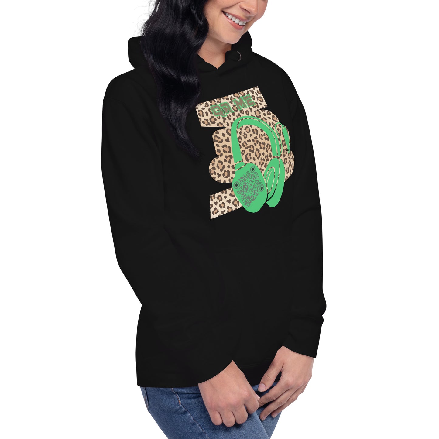 Custom QR Code Leopard Print Hoodie – Wild Style, Shared Tunes