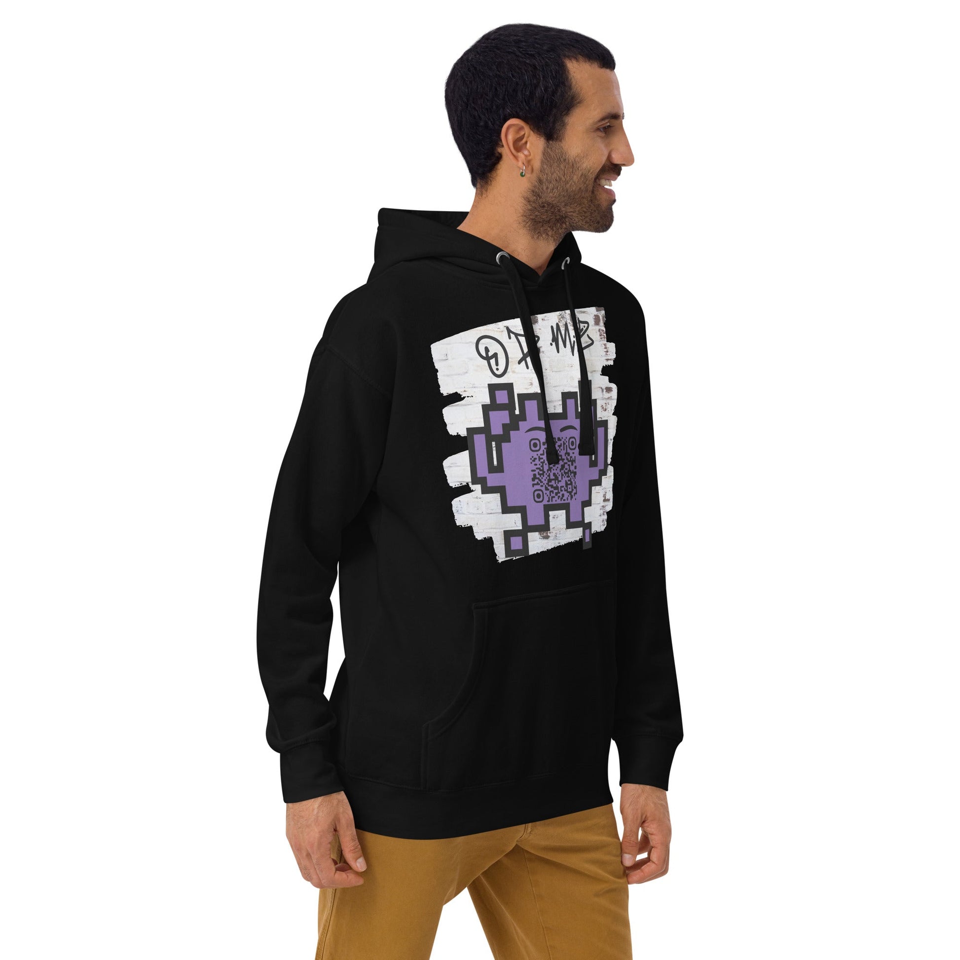 Graffiti Wall Alien Emoji QR Code Hoodie – Uniting Gamers