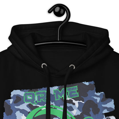 Personalized QR Code Blue Camo Hoodie – Blend In, Share Out