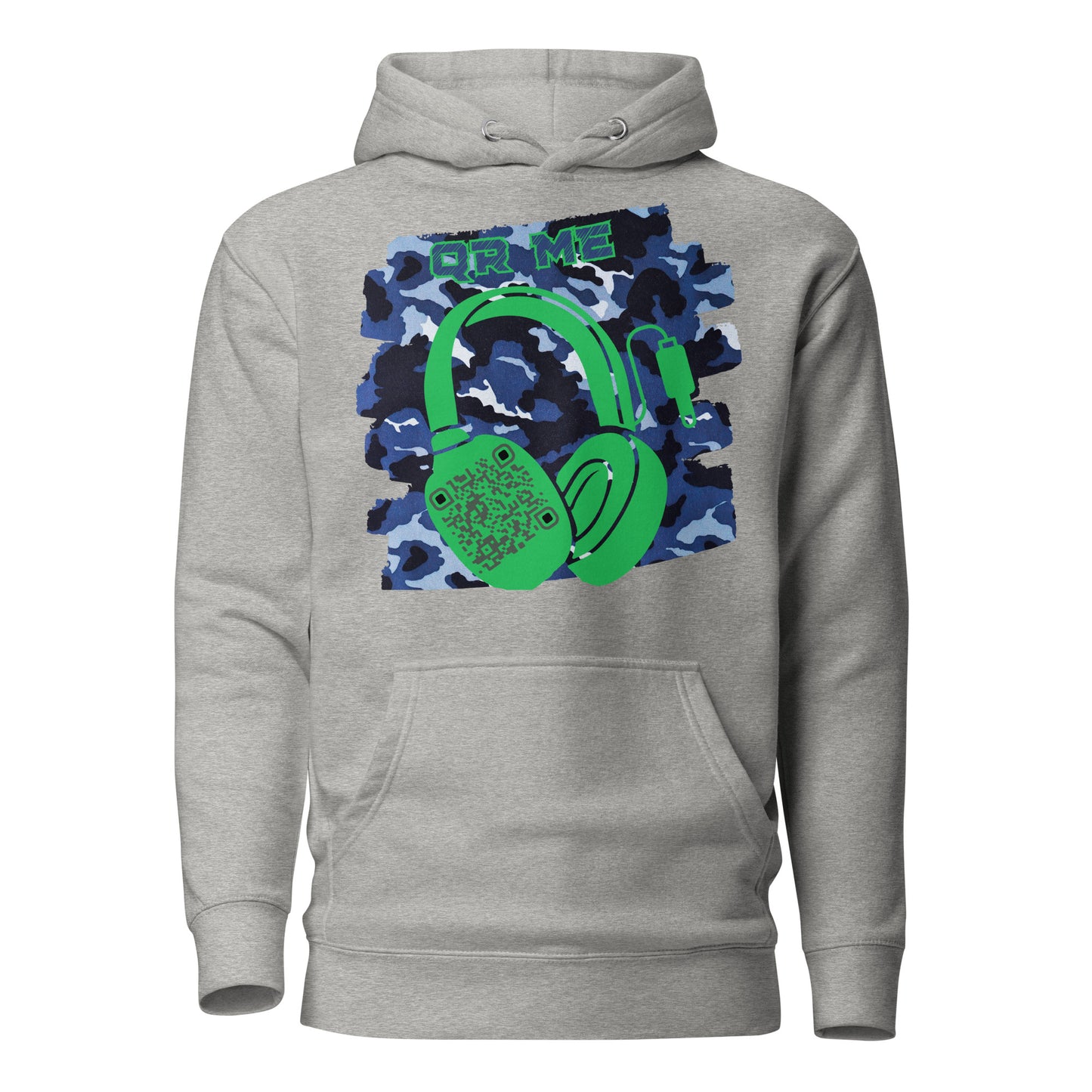 Personalized QR Code Blue Camo Hoodie – Blend In, Share Out