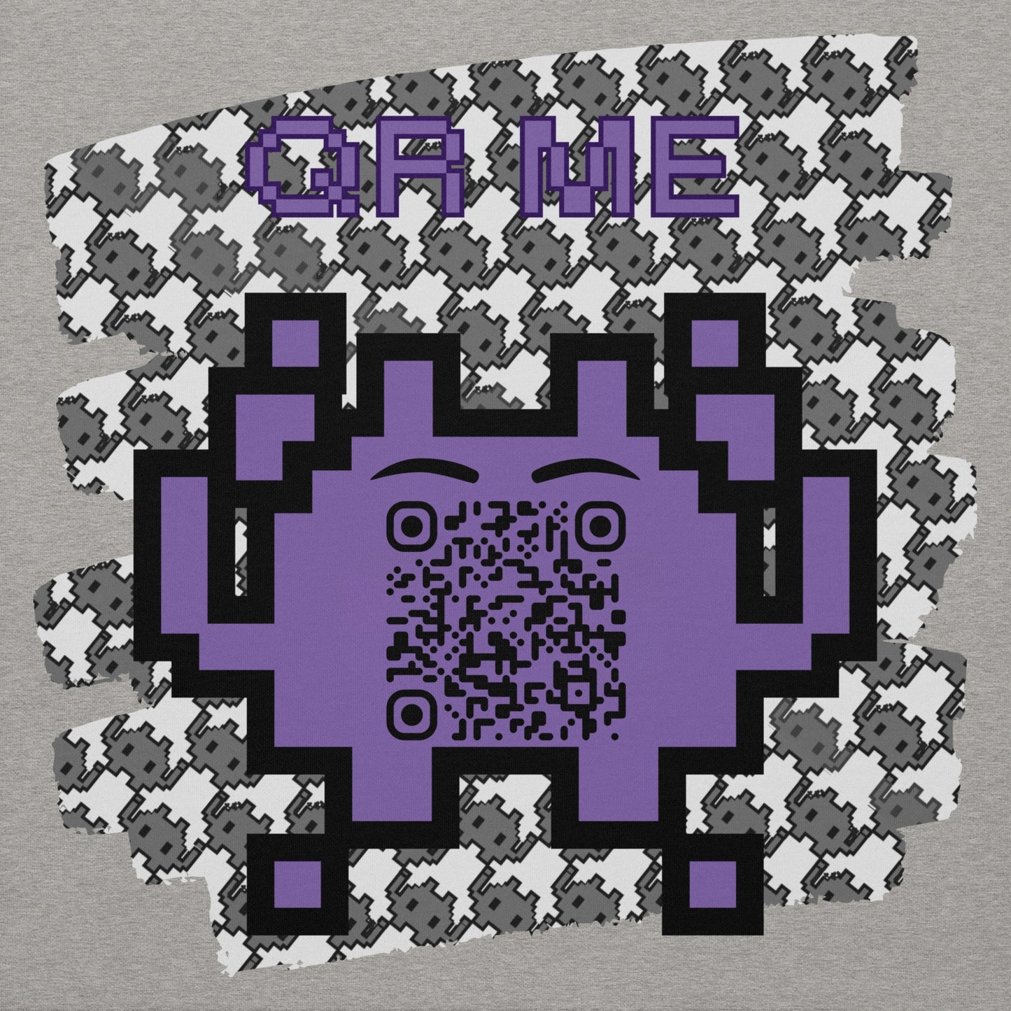 Monochrome Alien Emoji QR Code Hoodie – Share Your Stats