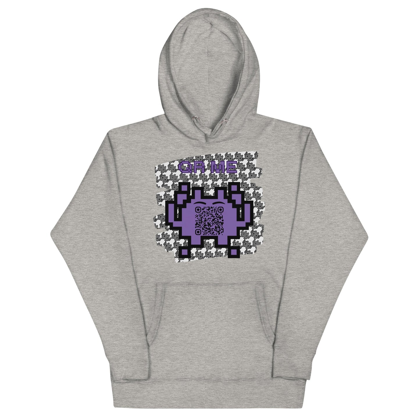 Monochrome Alien Emoji QR Code Hoodie – Share Your Stats