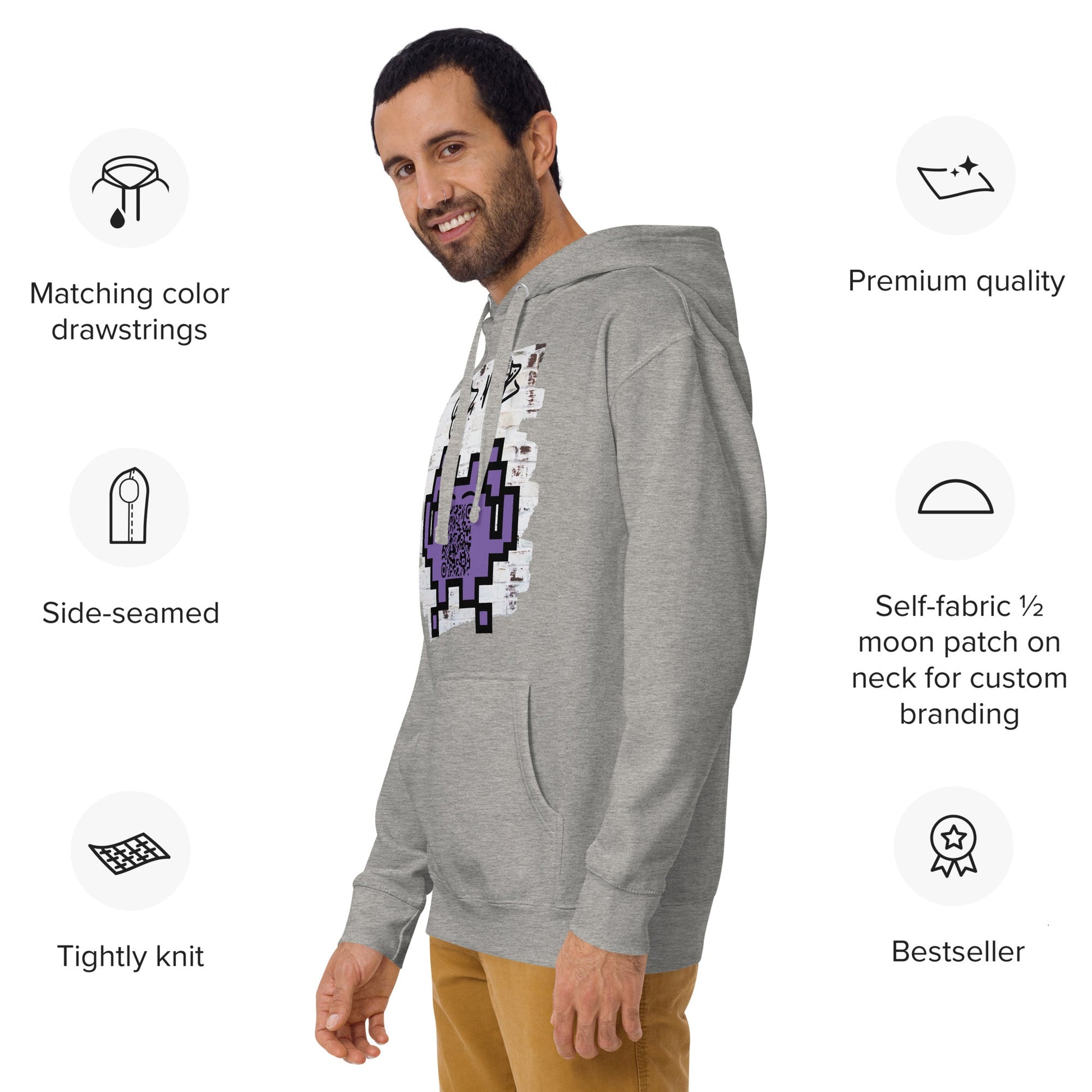 Graffiti Wall Alien Emoji QR Code Hoodie – Uniting Gamers