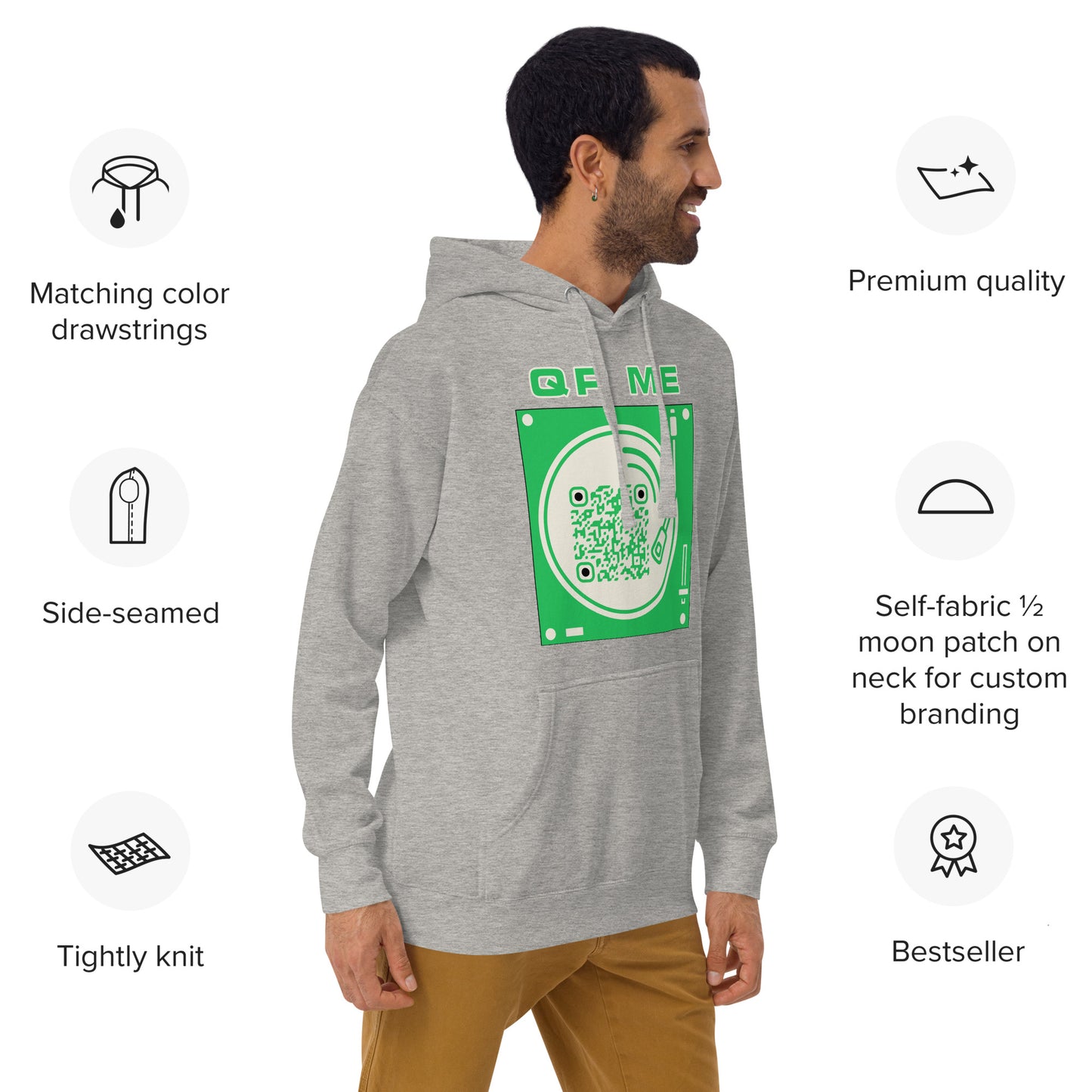 Music Lovers Personalized QR Code Unisex Luxury Hoodie