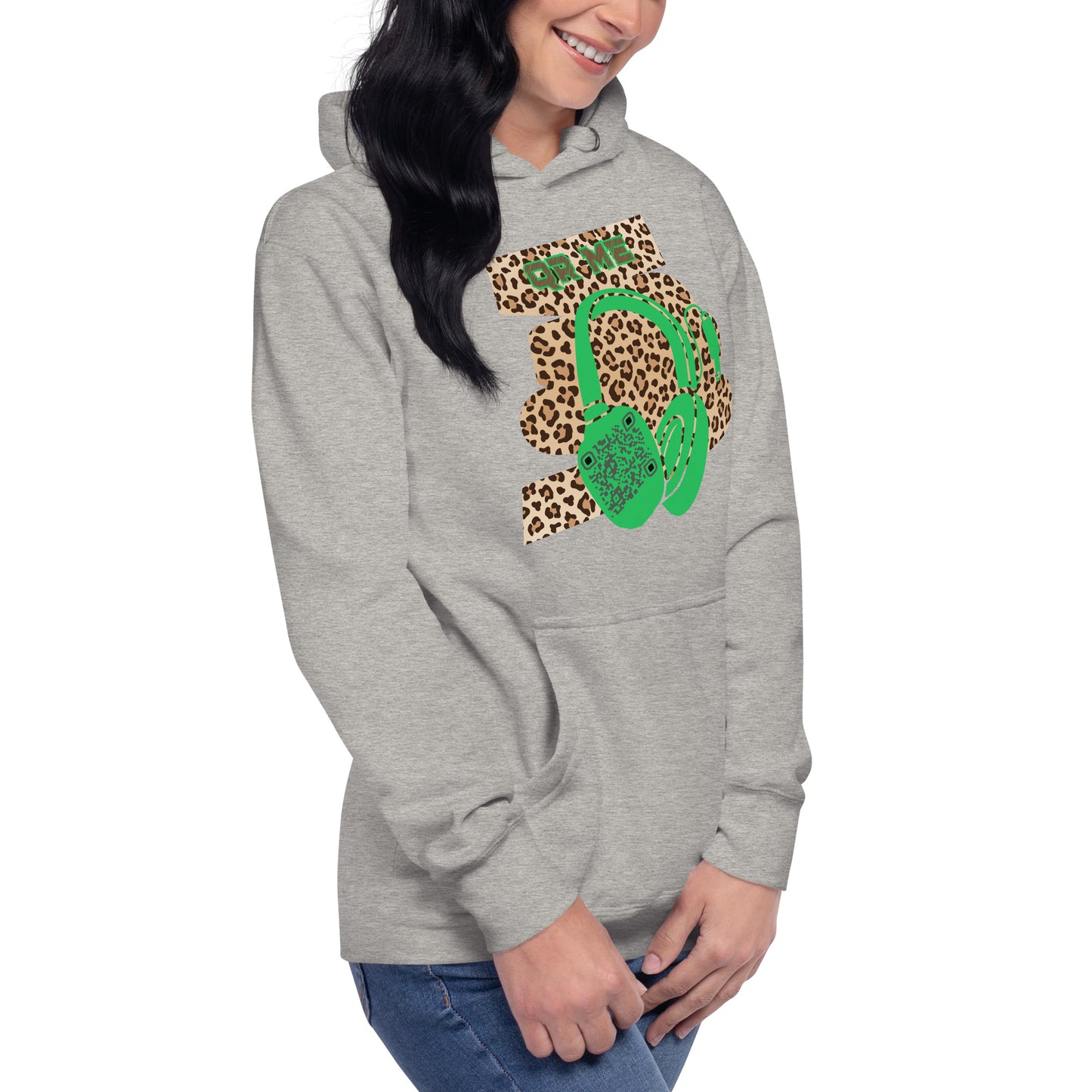 Custom QR Code Leopard Print Hoodie – Wild Style, Shared Tunes