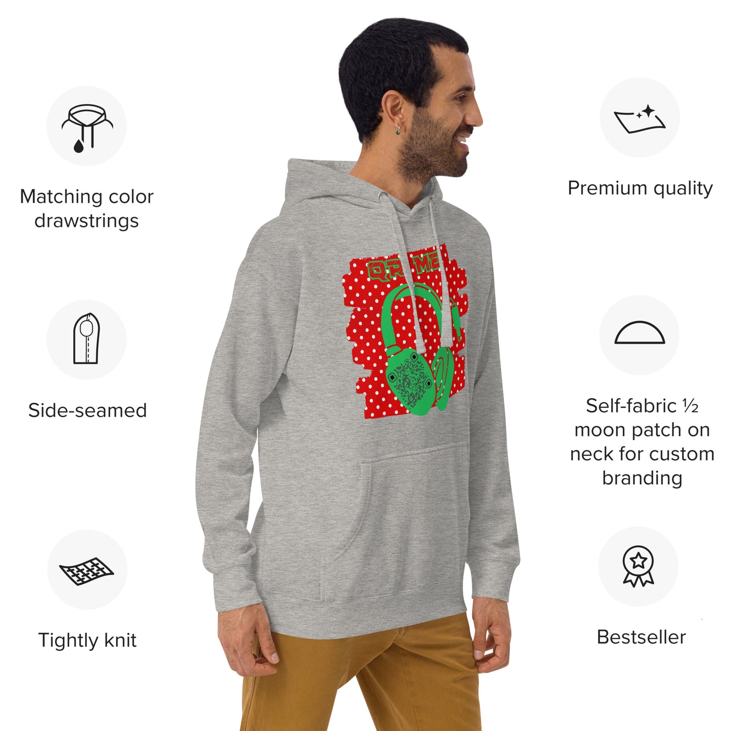 Personalized QR Code Polka Dot Hoodie – Share Your Tunes