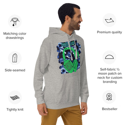 Personalized QR Code Blue Camo Hoodie – Blend In, Share Out