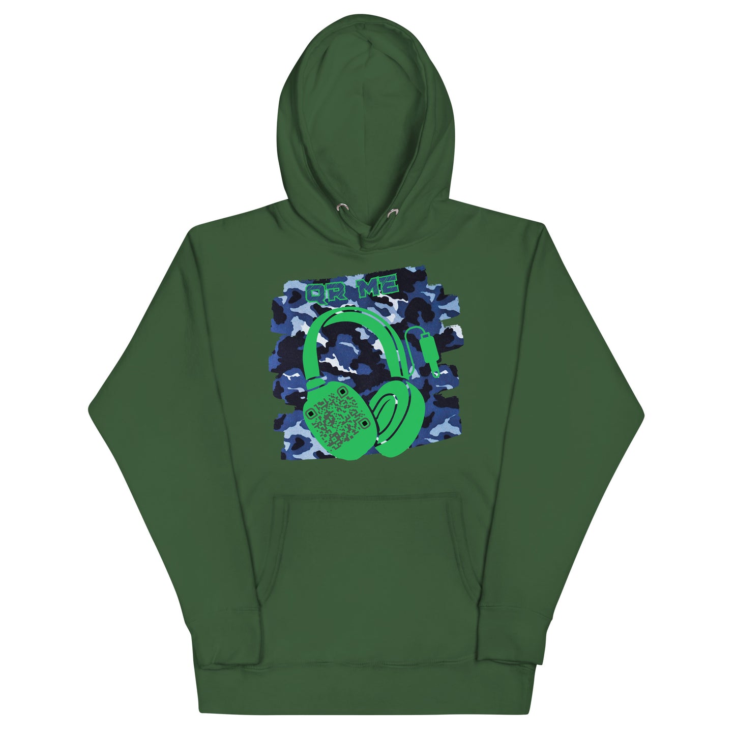 Personalized QR Code Blue Camo Hoodie – Blend In, Share Out