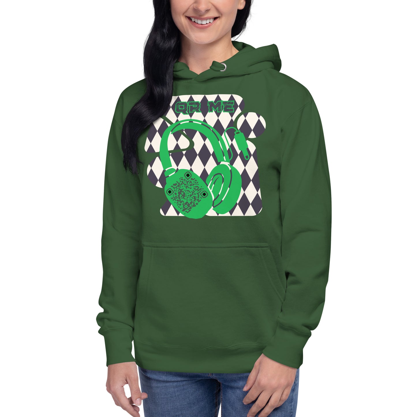 Personalized QR Code Harlequin Hoodie – Share Your Music