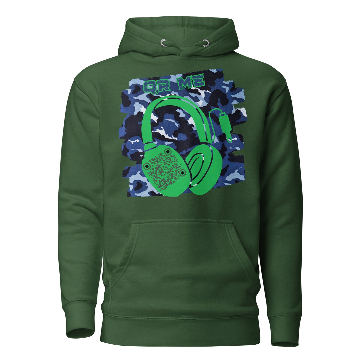 Personalized QR Code Blue Camo Hoodie – Blend In, Share Out