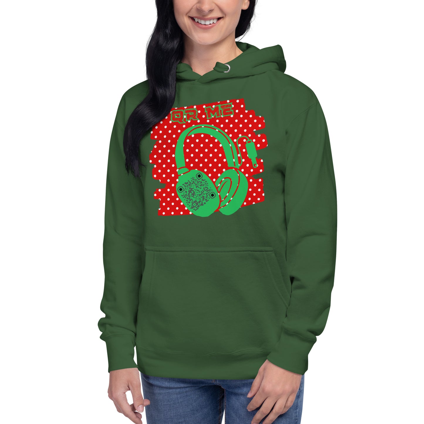 Personalized QR Code Polka Dot Hoodie – Share Your Tunes