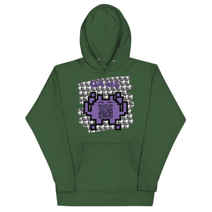 Monochrome Alien Emoji QR Code Hoodie – Share Your Stats