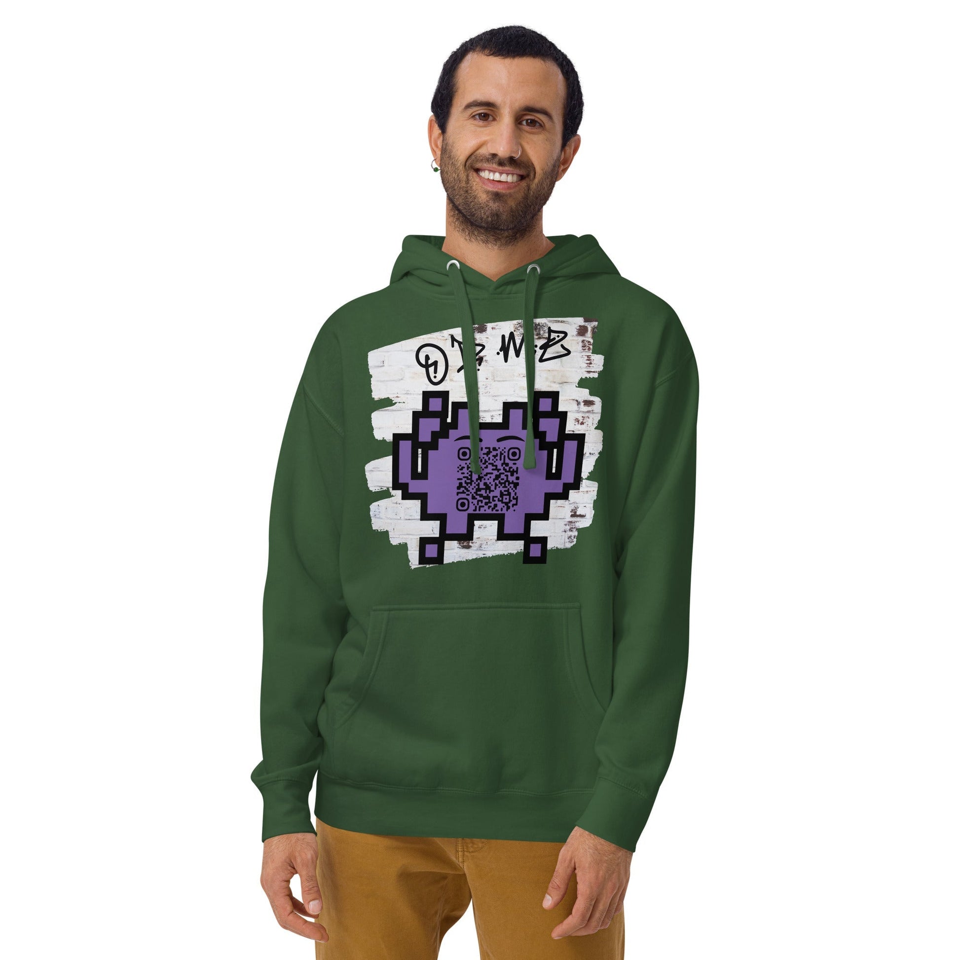 Graffiti Wall Alien Emoji QR Code Hoodie – Uniting Gamers