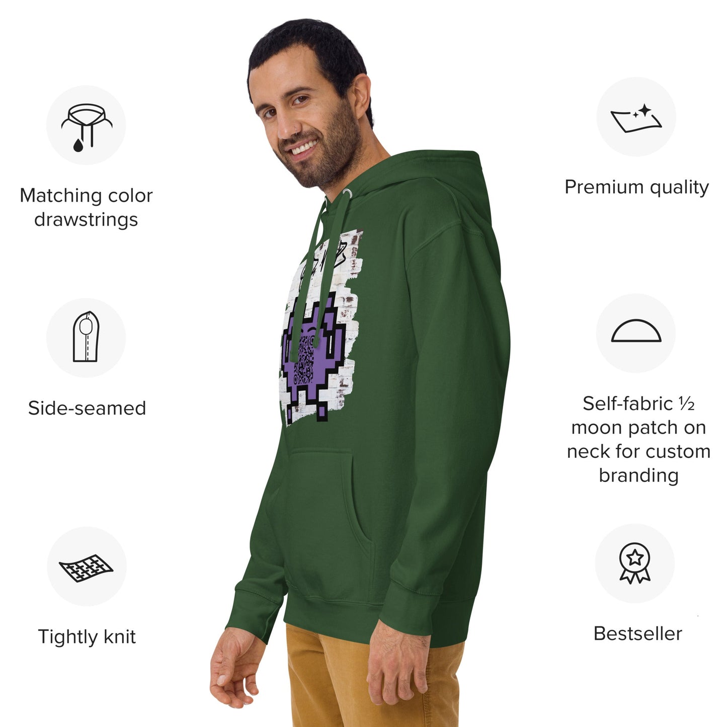 Graffiti Wall Alien Emoji QR Code Hoodie – Uniting Gamers