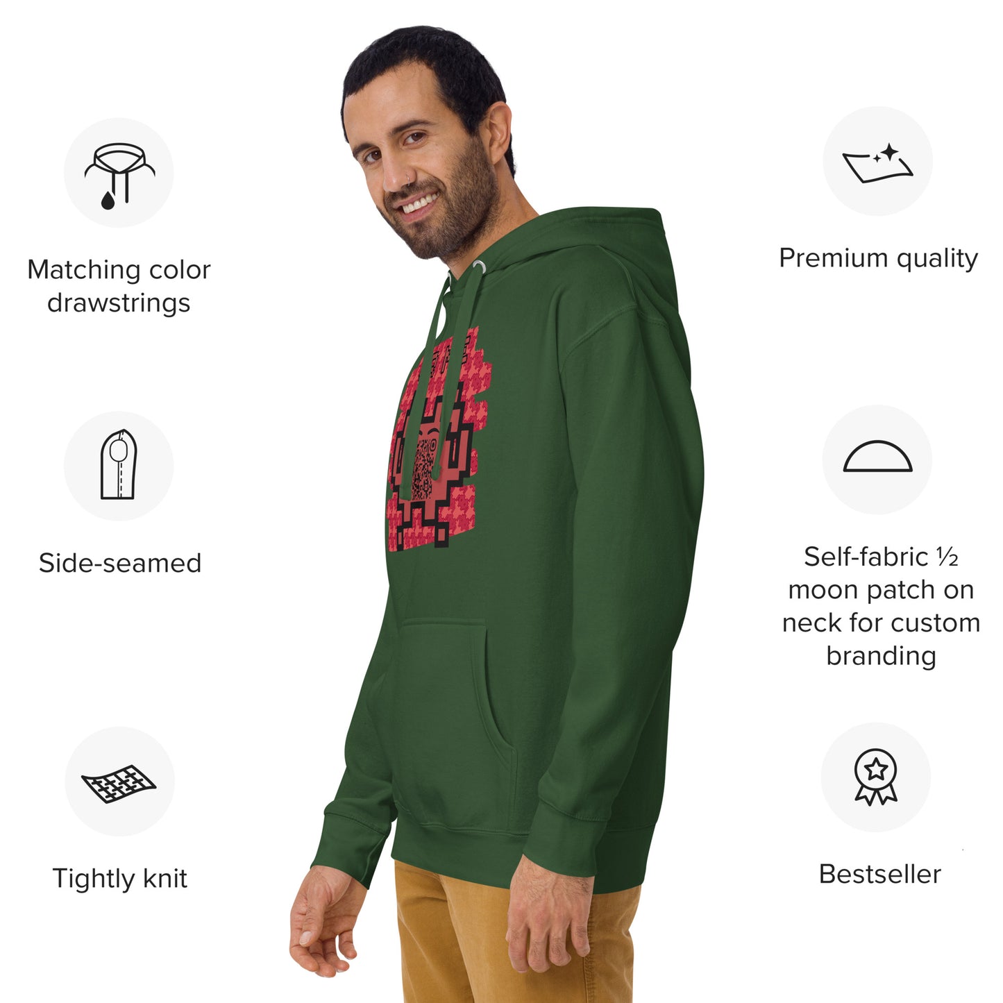 Red Alien Emoji QR Code Hoodie – Gamers...Share Your Stats