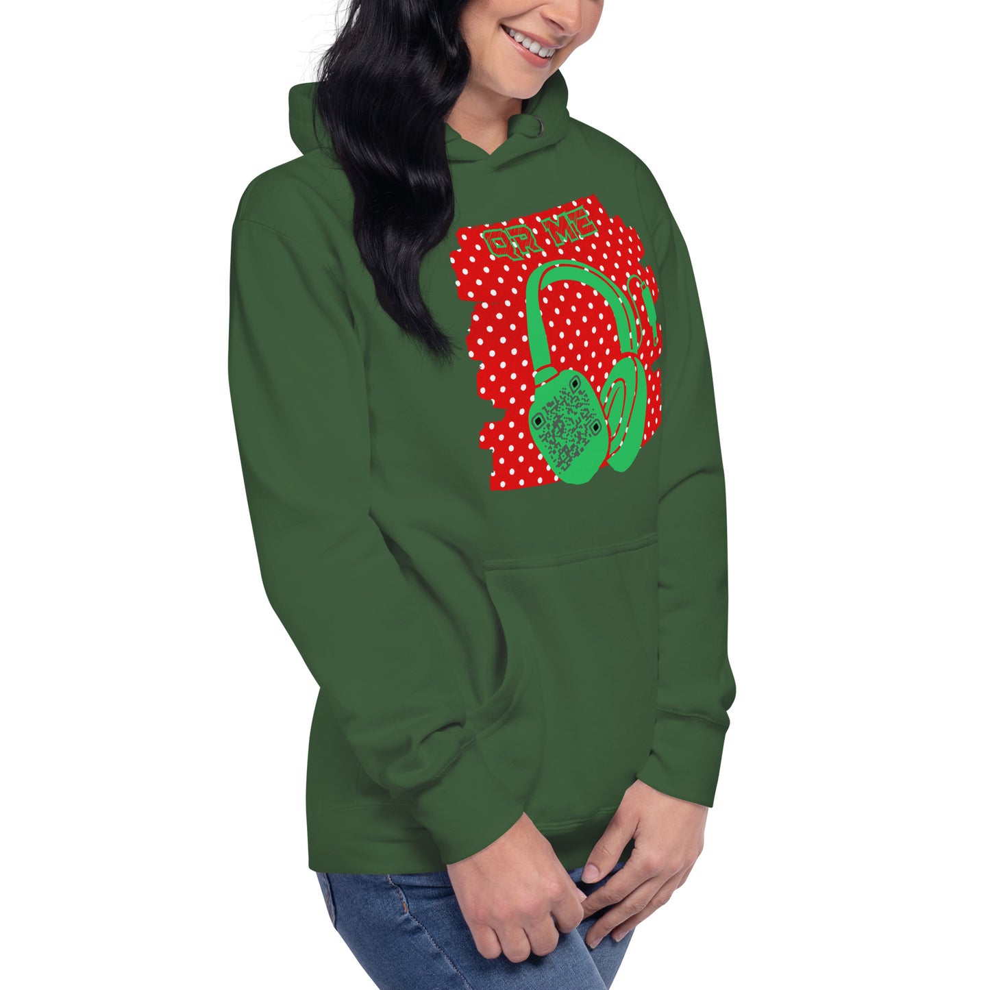 Personalized QR Code Polka Dot Hoodie – Share Your Tunes