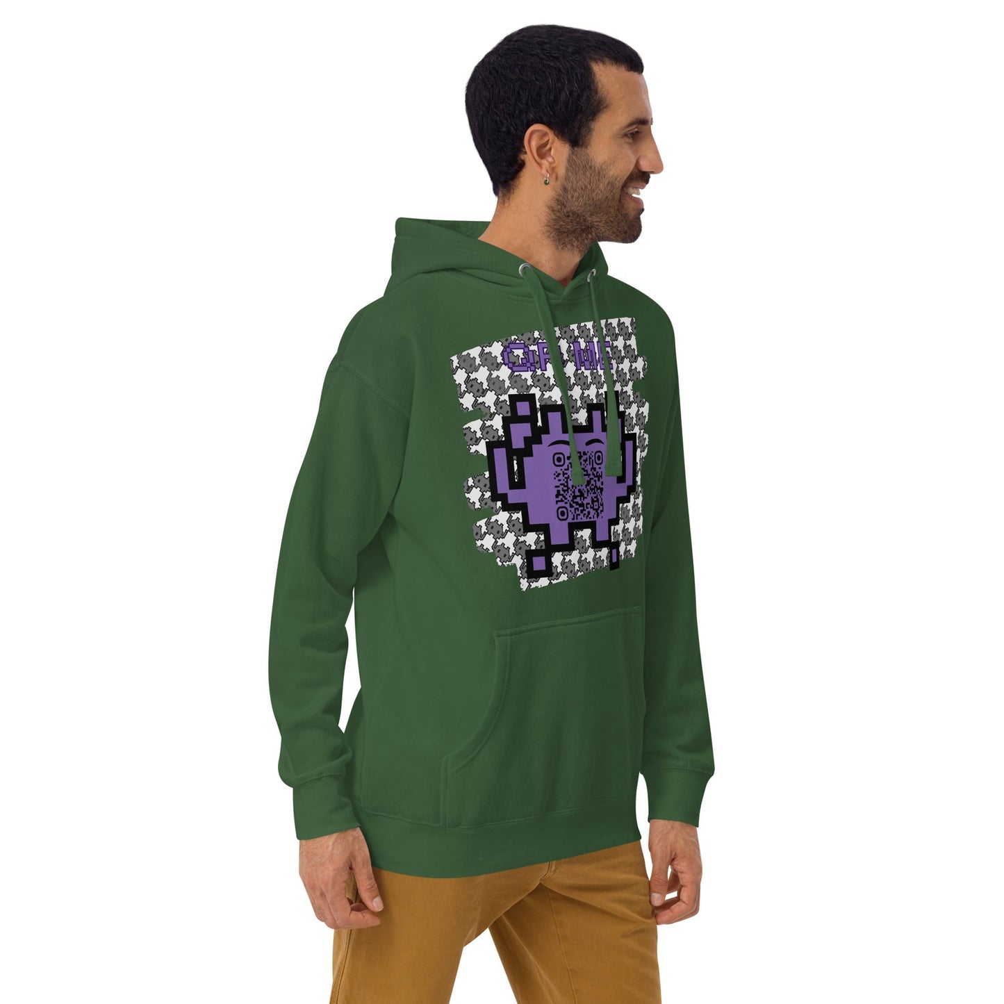 Monochrome Alien Emoji QR Code Hoodie – Share Your Stats