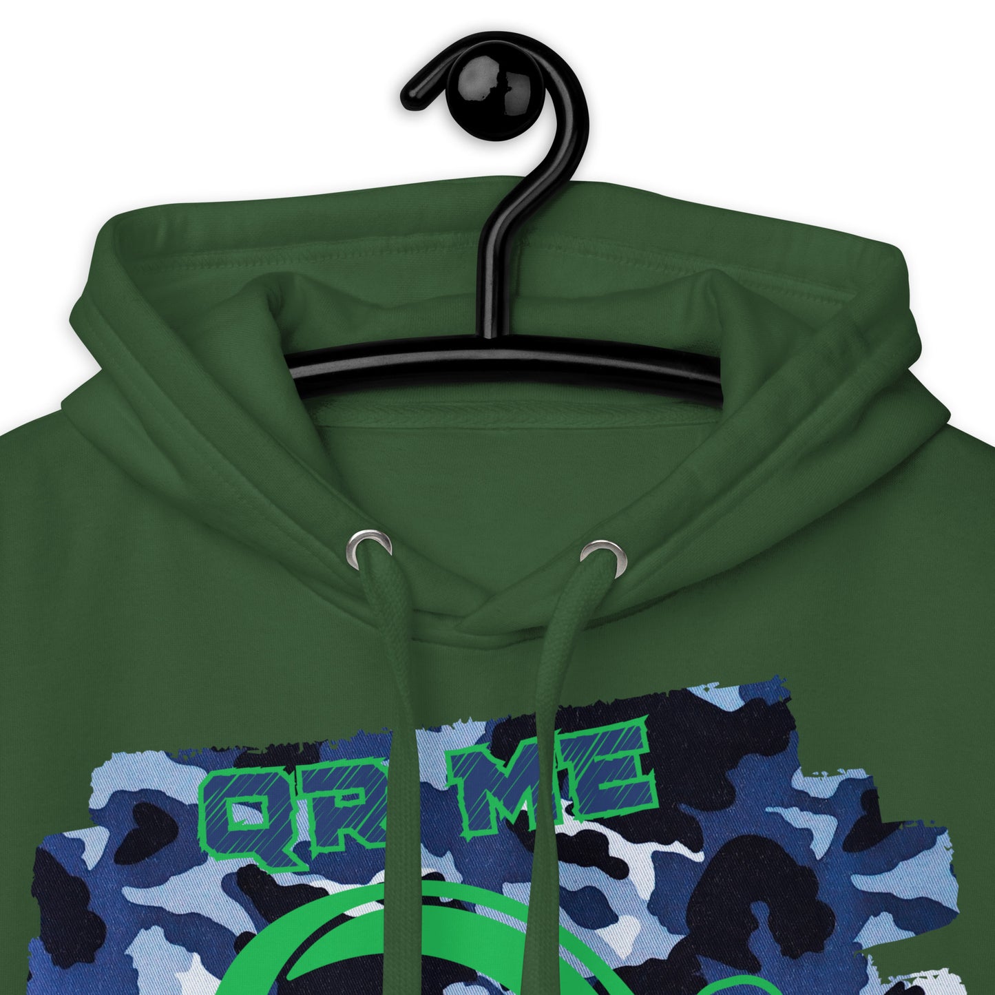 Personalized QR Code Blue Camo Hoodie – Blend In, Share Out