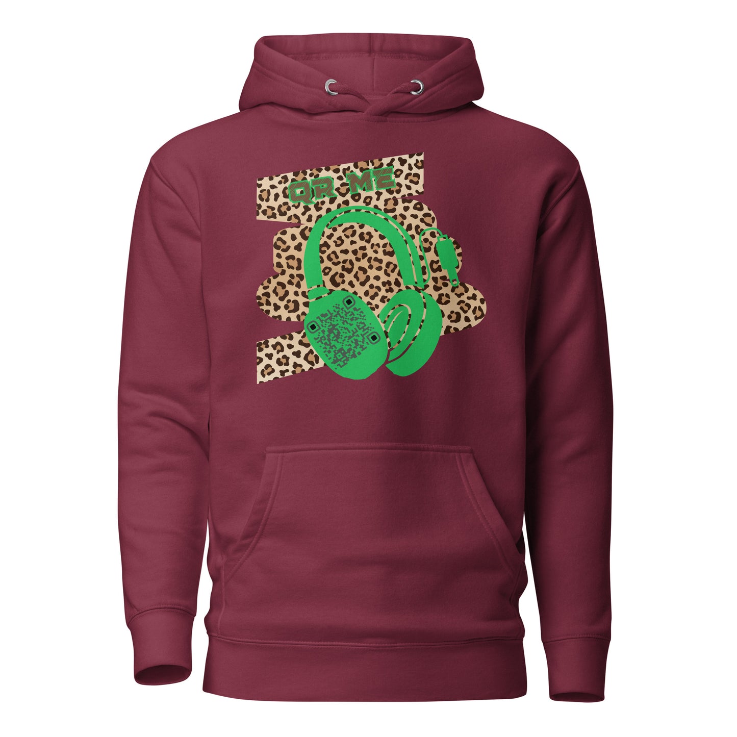 Custom QR Code Leopard Print Hoodie – Wild Style, Shared Tunes