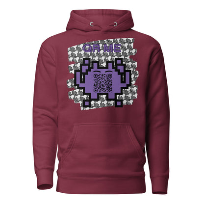 Monochrome Alien Emoji QR Code Hoodie – Share Your Stats