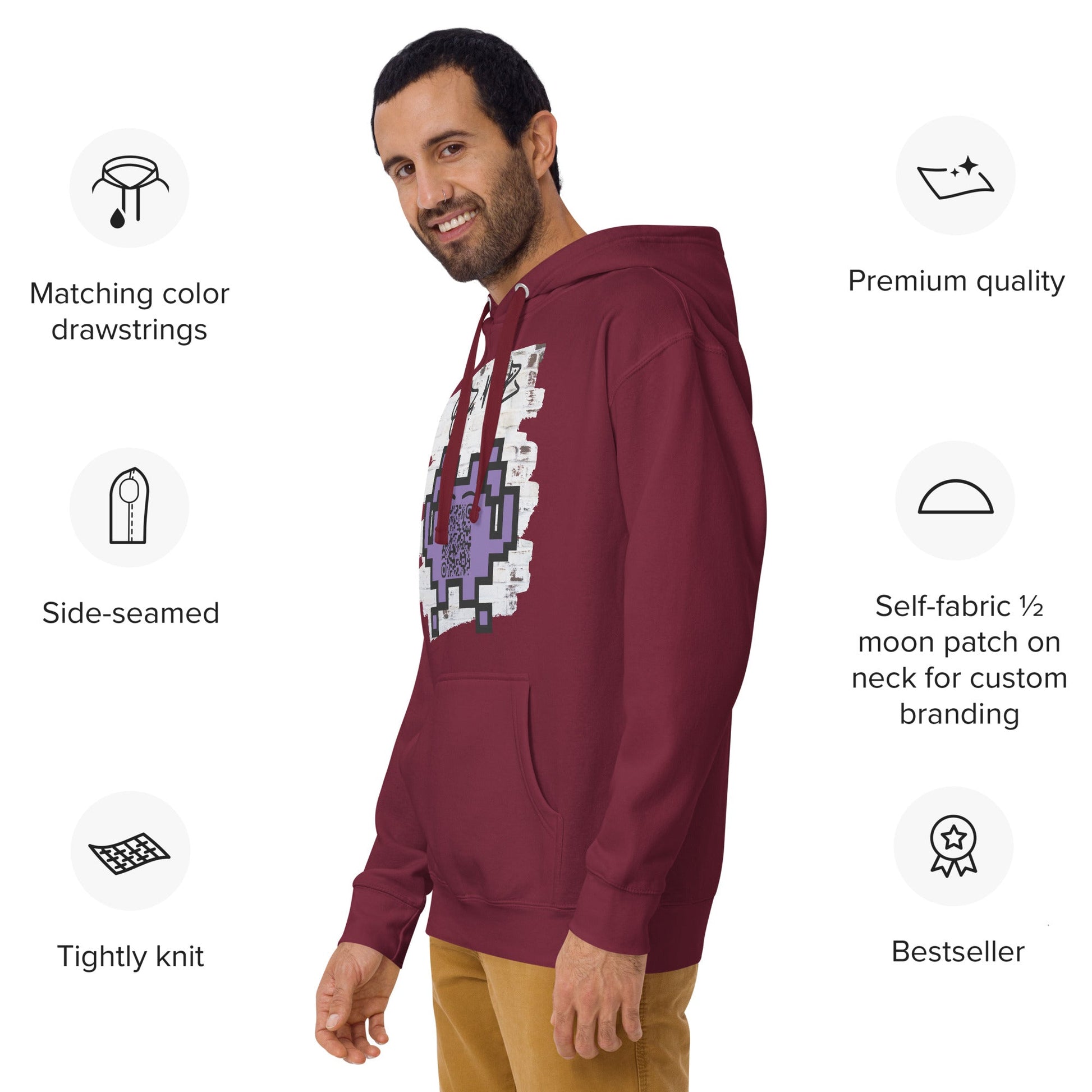 Graffiti Wall Alien Emoji QR Code Hoodie – Uniting Gamers