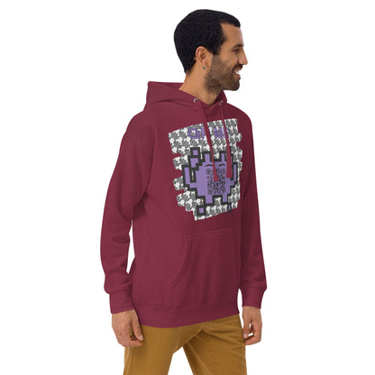 Monochrome Alien Emoji QR Code Hoodie – Share Your Stats