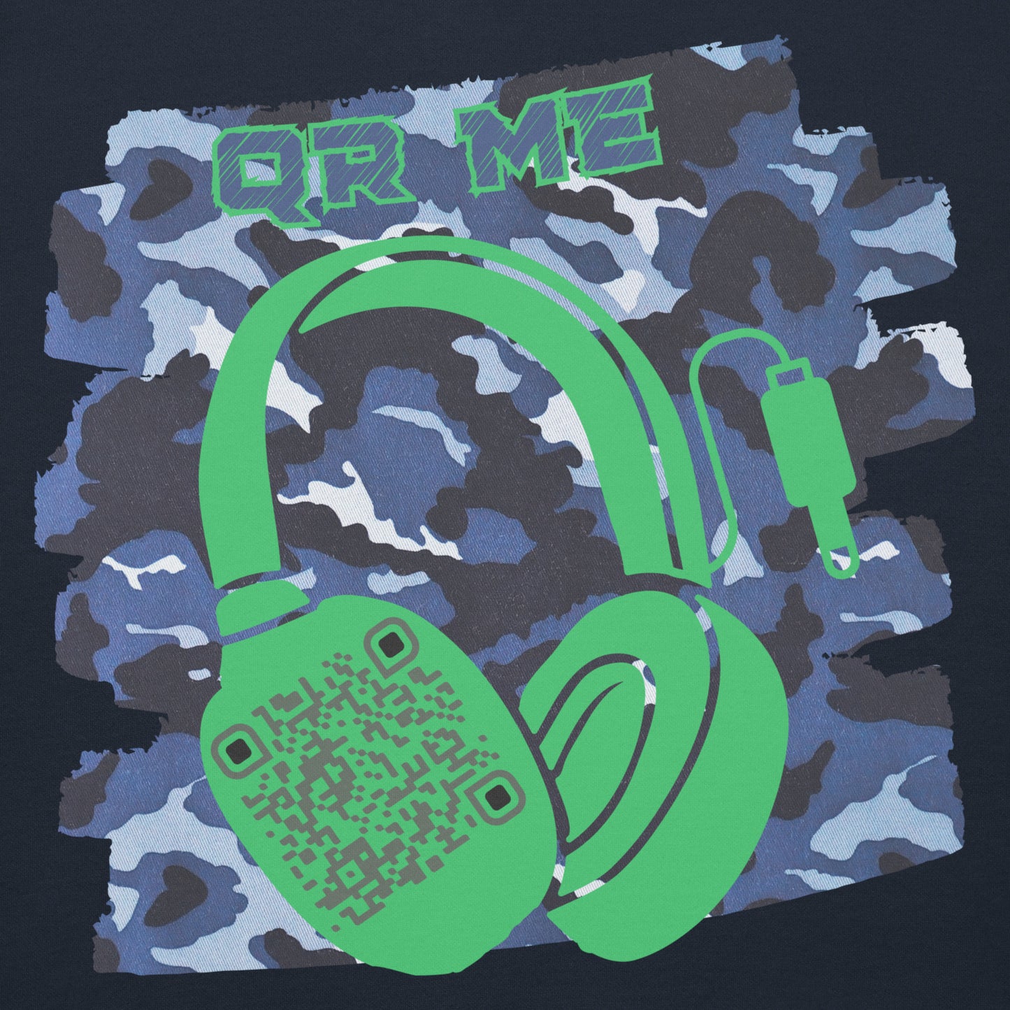 Personalized QR Code Blue Camo Hoodie – Blend In, Share Out