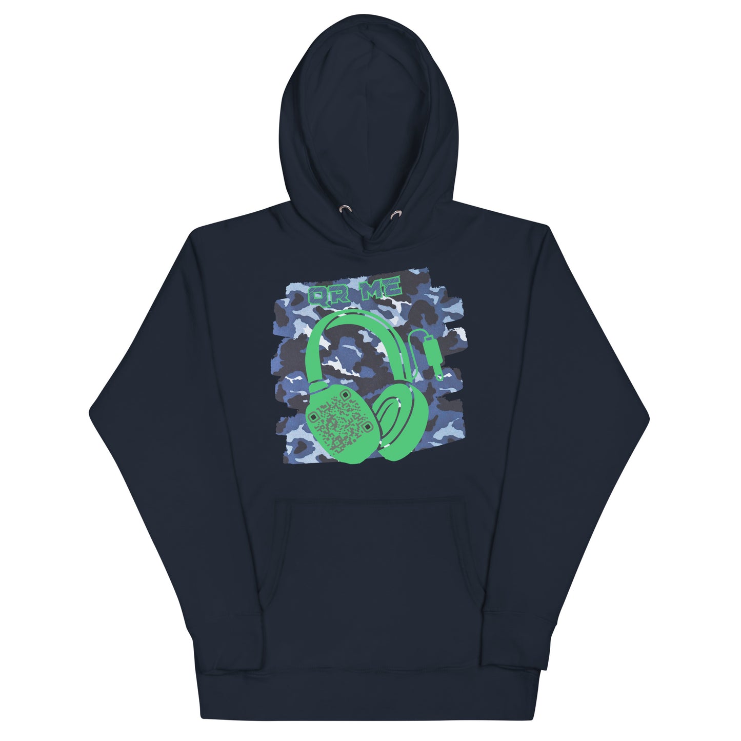 Personalized QR Code Blue Camo Hoodie – Blend In, Share Out