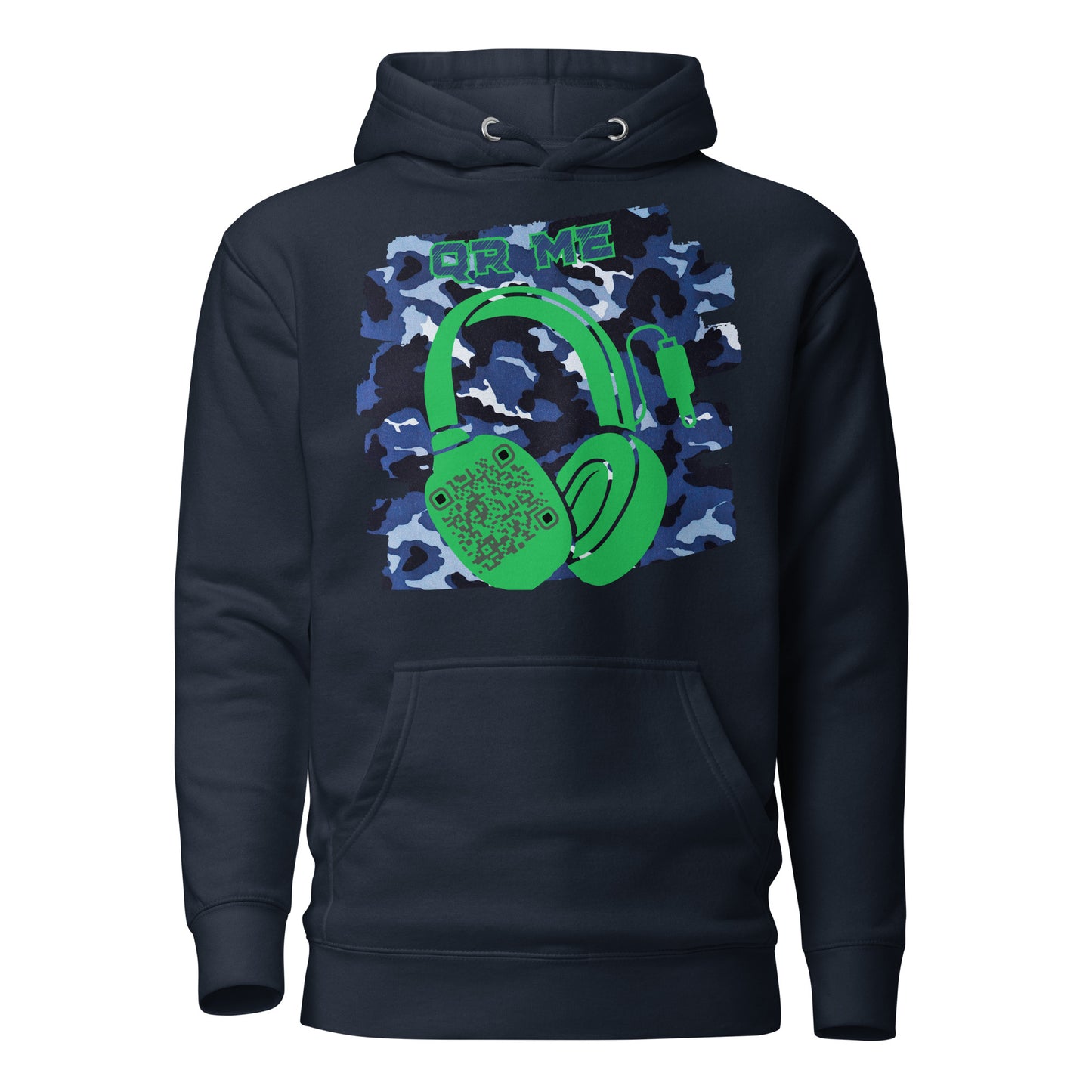 Personalized QR Code Blue Camo Hoodie – Blend In, Share Out