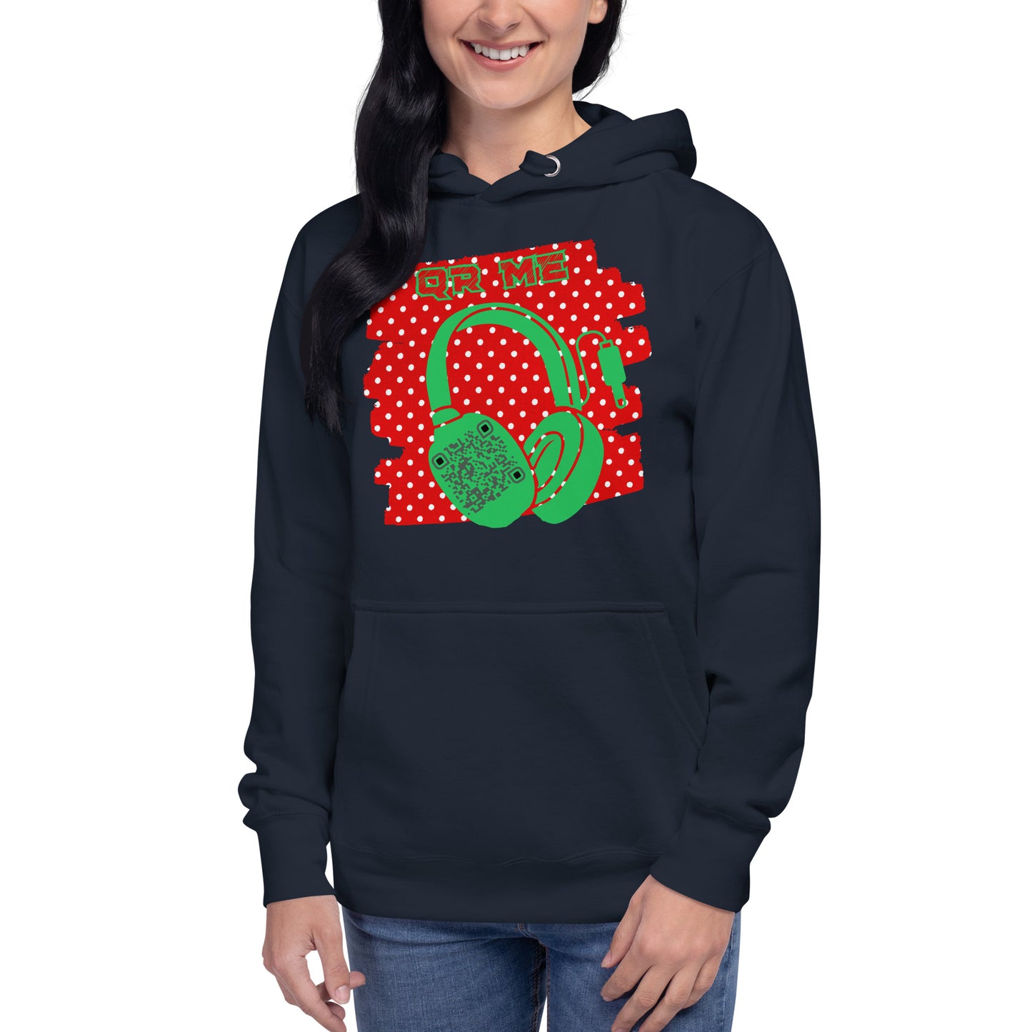 Personalized QR Code Polka Dot Hoodie – Share Your Tunes