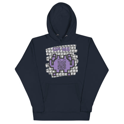 Monochrome Alien Emoji QR Code Hoodie – Share Your Stats